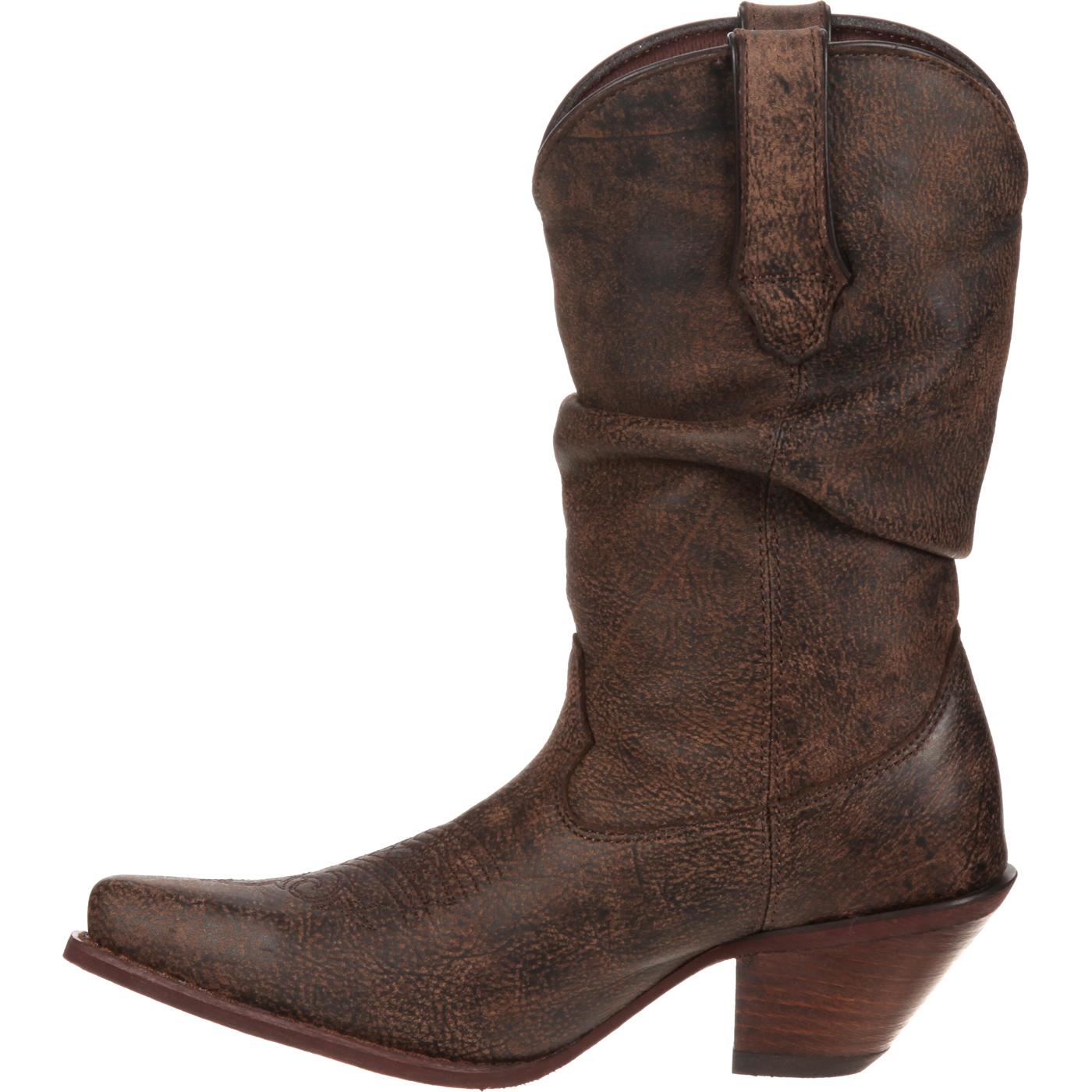 brown slouch heel boots