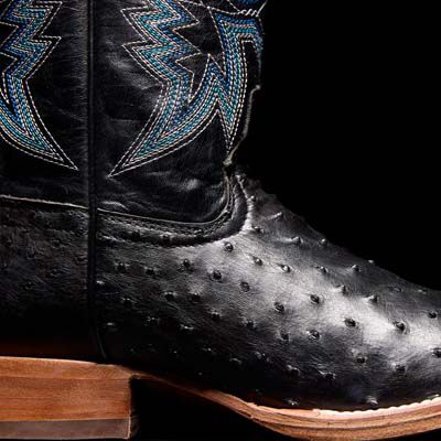 Black full quill ostrich boots top