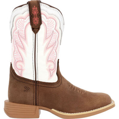Durango® Lil' Rebel Pro™ Big Kid's Trail Brown and White Western Boot, , large