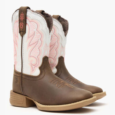 Durango® Lil' Rebel Pro™ Little Kid's Trail Brown and White Western Boot, , large
