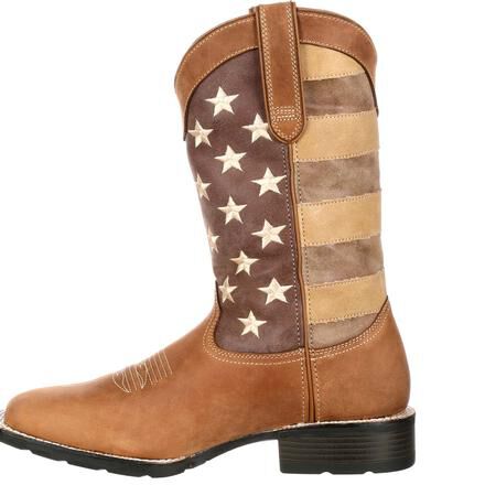 Durango Mustang Men s Faded Glory Brown Flag Western Boot