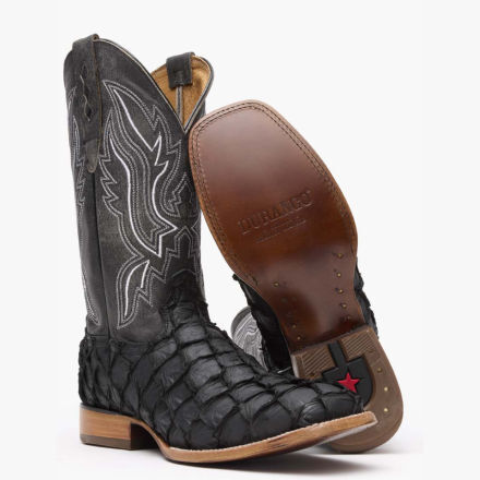 新しいエルメス Durango® Premium Exotics™ Matte Black Pirarucu Western Boot 靴