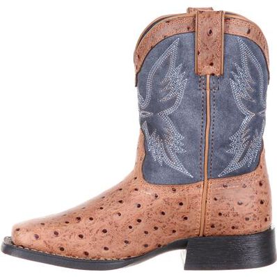 Durango® Lil' Mustang™ Little Kids' Ostrich Emboss Western Boot, , large