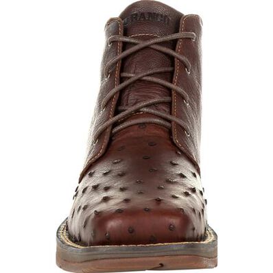 Durango® Red Dirt Rebel™ Antiqued Saddle Full-Quill Ostrich Chukka, , large