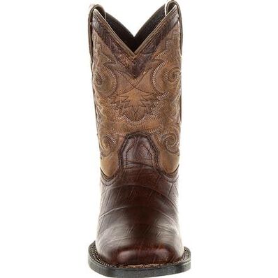 Lil' Durango® Mustang™ Big Kids' Faux Gator Western Boot, , large