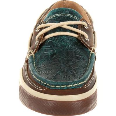 Durango® Music City™ Women's Turquoise Western Boat Moc, , large