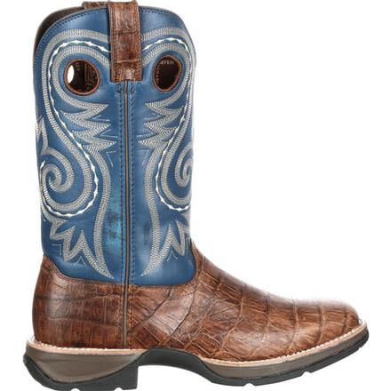 Rebel by Durango Navy Brown Gator Embossed Western Boot