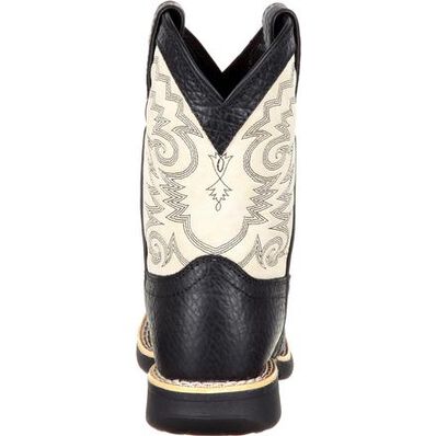 LIL' DURANGO® Big Kid Black and Cream Saddle Western Boot, , large