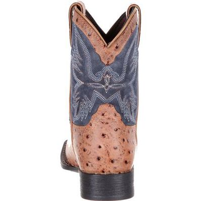 Durango® Lil' Mustang™ Big Kids' Ostrich Emboss Western Boot, , large