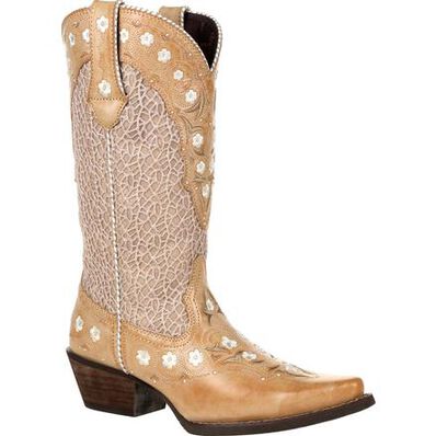 Crush™ by Durango® Women's Ivory Cream Lace Floral Western Boot, , large