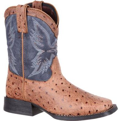 Durango® Lil' Mustang™ Big Kids' Ostrich Emboss Western Boot, , large