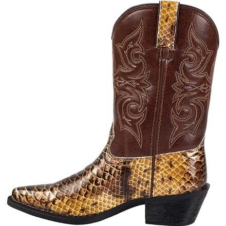 LIL DURANGO Kids X Toe Brown Faux Lizard Western Boots