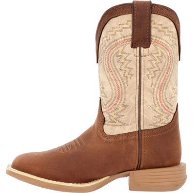 Durango® Lil' Rebel Pro™ Big Kids' Coffee and Bone Western Boot, , large