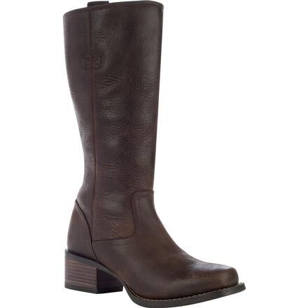 Women's Tall Brown Leather Side Zip Boots