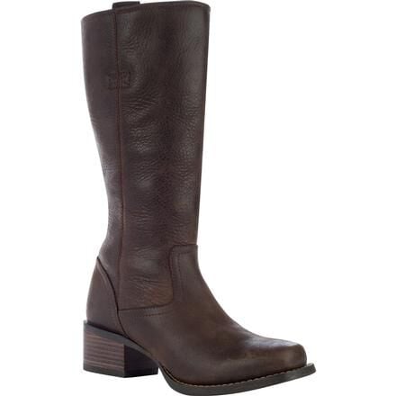 Women's Tall Brown Leather Side Zip Boots