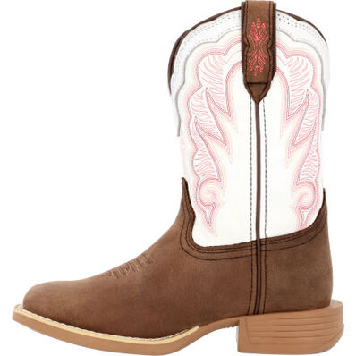 Durango® Lil' Rebel Pro™ Little Kid's Trail Brown and White Western Boot, , large