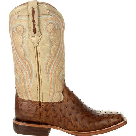 Ostrich skin top work boots