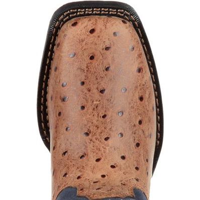 Durango® Lil' Mustang™ Big Kids' Ostrich Emboss Western Boot, , large