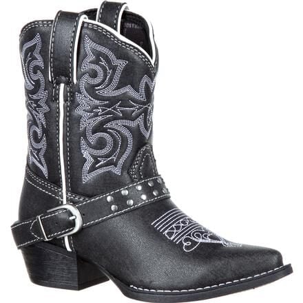 LIL DURANGO Little Kid Black Stud Belted Western Boot DBT0196C