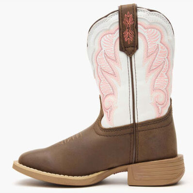 Durango® Lil' Rebel Pro™ Little Kid's Trail Brown and White Western Boot, , large