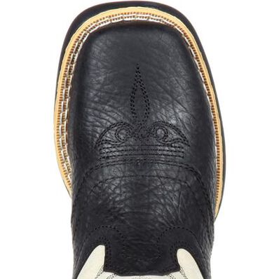 LIL' DURANGO® Big Kid Black and Cream Saddle Western Boot, , large