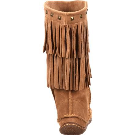 Wide calf fringe shop moccasin boots