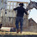 Cowboy wearing western boot DDB0292 with horse and trailer