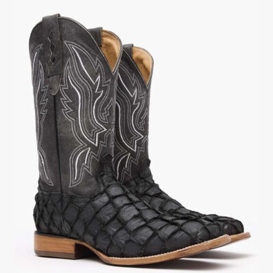 Durango® Premium Exotics™ Matte Black Pirarucu Western Boot, , large
