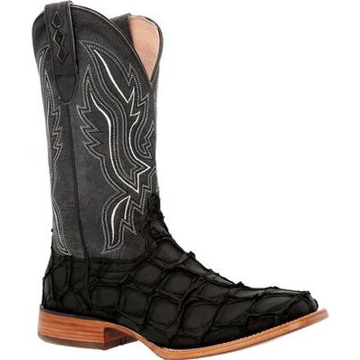 Durango® Premium Exotics™ Matte Black Pirarucu Western Boot, #DDB0381