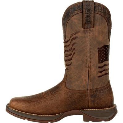 Rebel™ by Durango® Brown Distressed Flag Embroidery Western Boot, , large