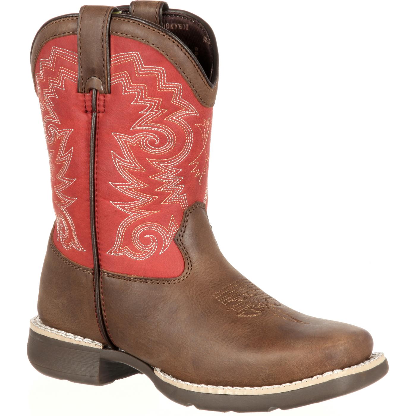 Lil' Durango® Adolescent Brown Red Square Toe Western Boot