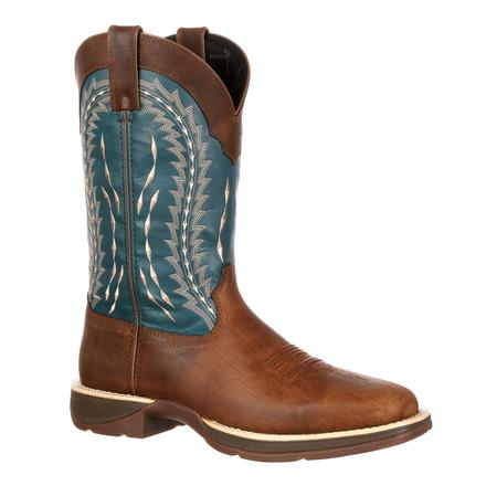 blue and brown cowboy boots