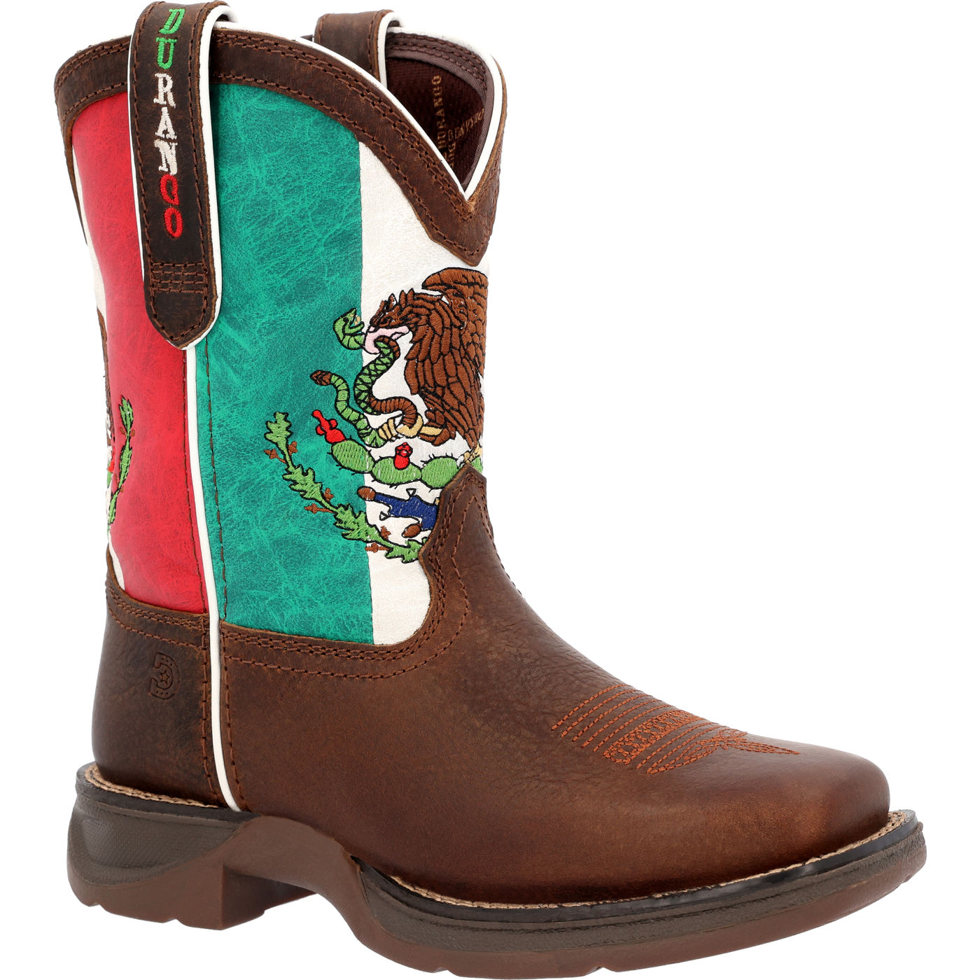 Kid's Orgullo Mexicano Mexico II Western Boots in Distressed Brown Leather,  Size: 9.5 K B / Medium by Ariat
