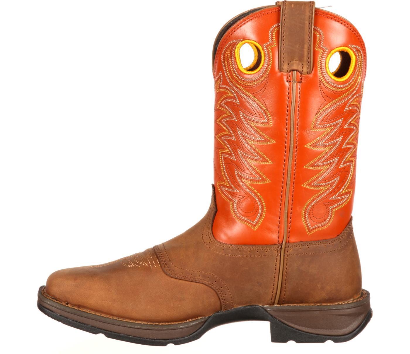 blue and orange cowboy boots
